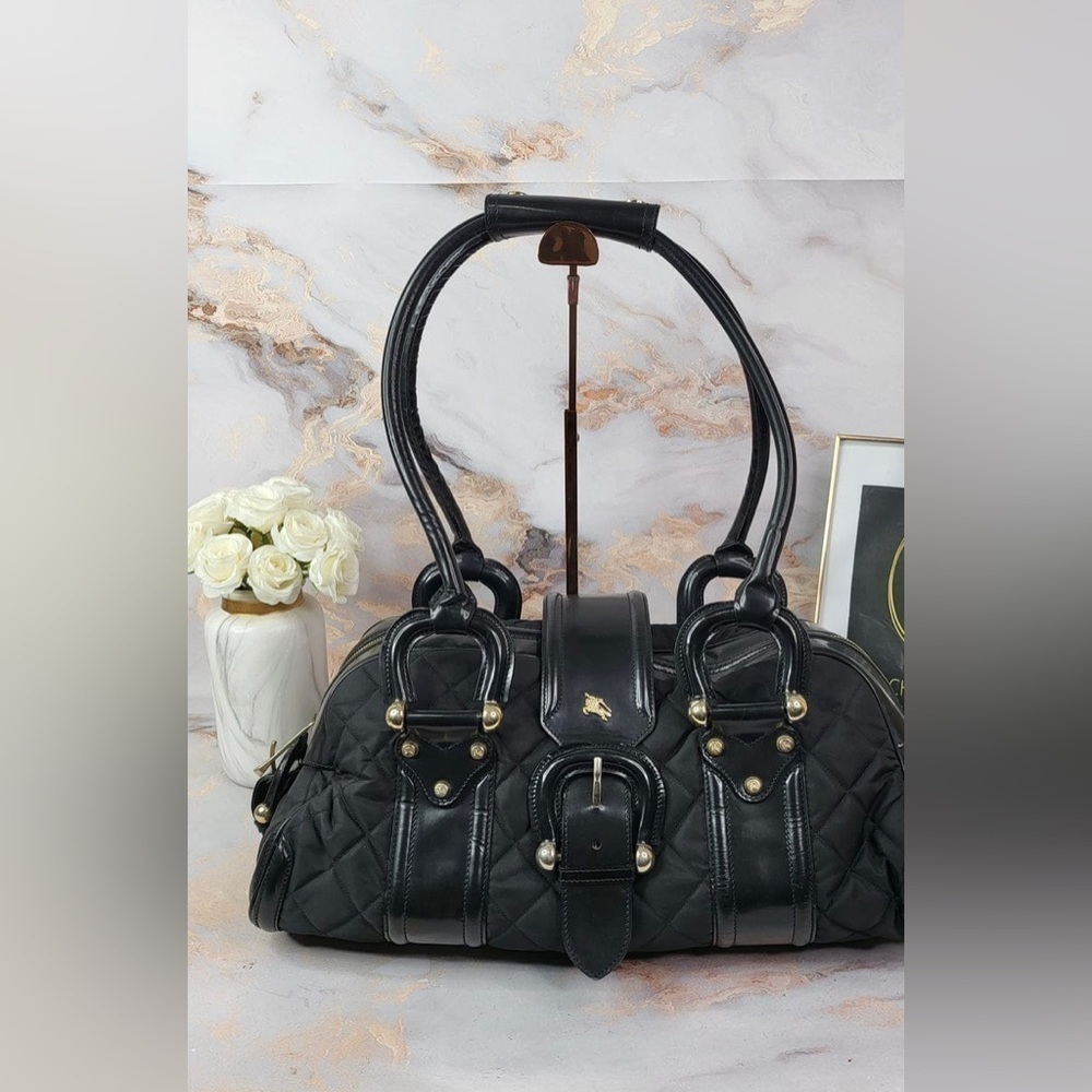 Burberry Quilted Nylon Manor Satchel Bag